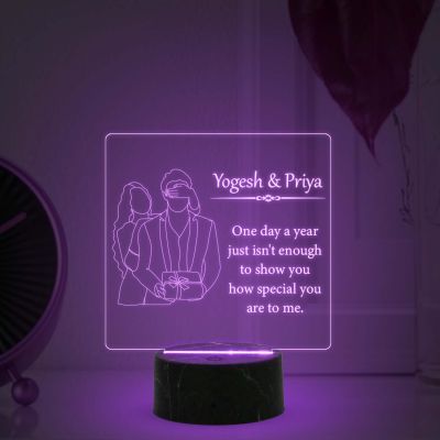 Couple Night Lamp with Multicolored Light Customized with Name Gift for Loveable Person